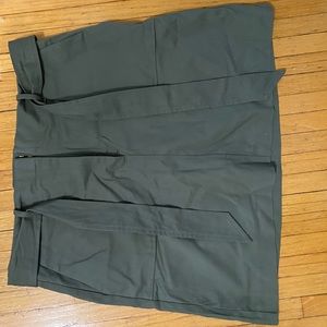 LOFT Army Green Bow Tie Skirt